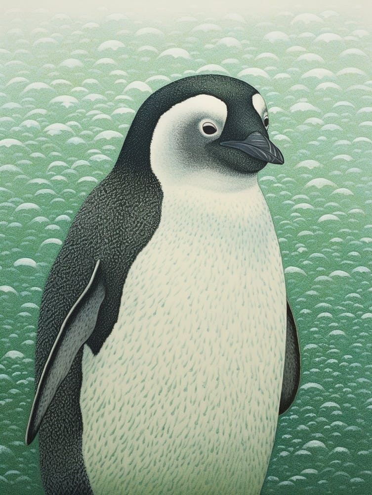 Ohara Koson Inspired Bird Painting Penguin 2