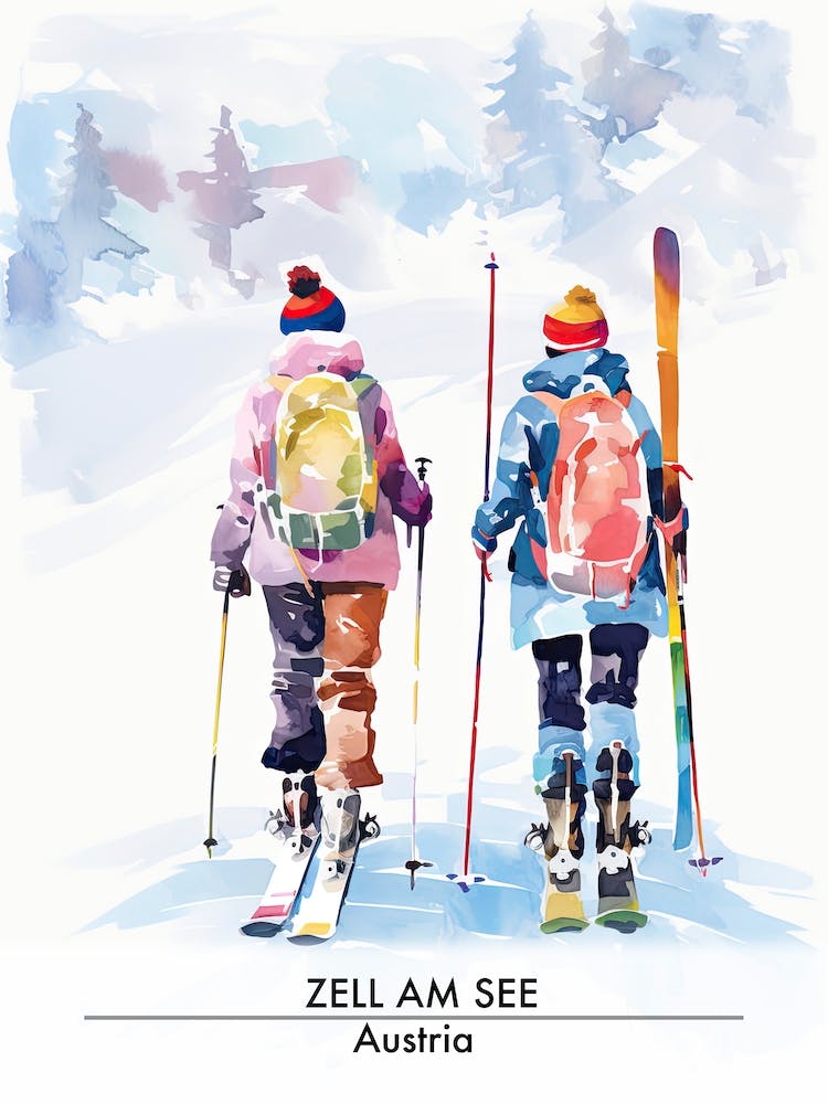 Zell Am See   Kaprun   Austria, Ski Resort Poster Illustration 3