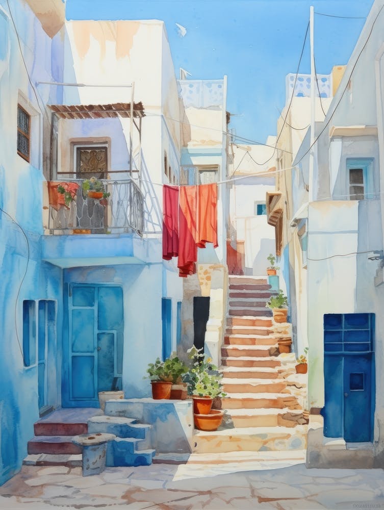 Blue Houses In Crete
