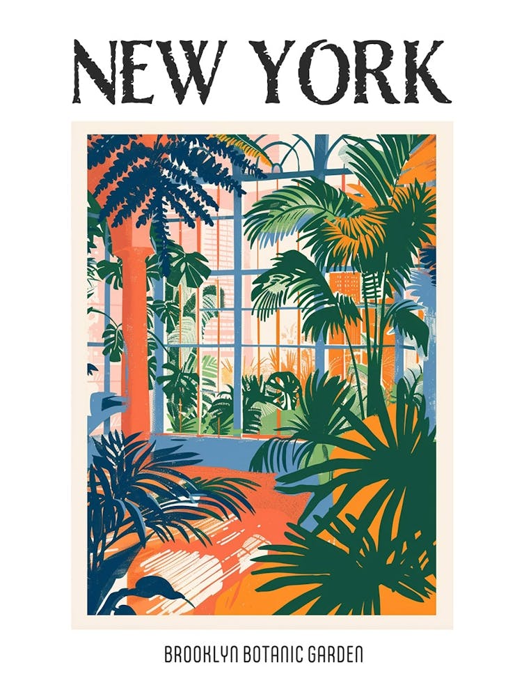 Brooklyn Botanic Garden New York Colourful Silkscreen Illustration 1 Poster