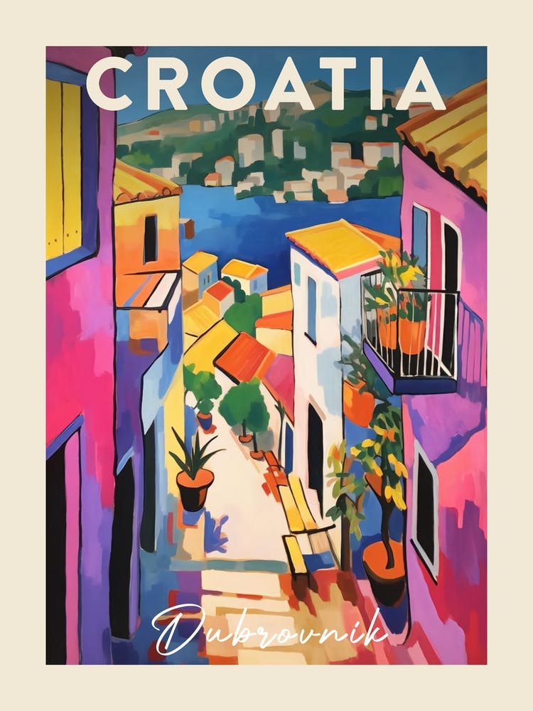 Dubrovnik Croatia 1 Fauvist Painting  Travel Poster