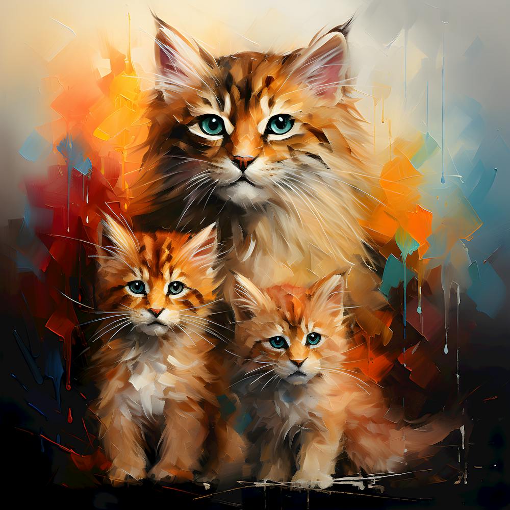 Precious Moments Illustration Of Mother Cat S Maternal Bliss