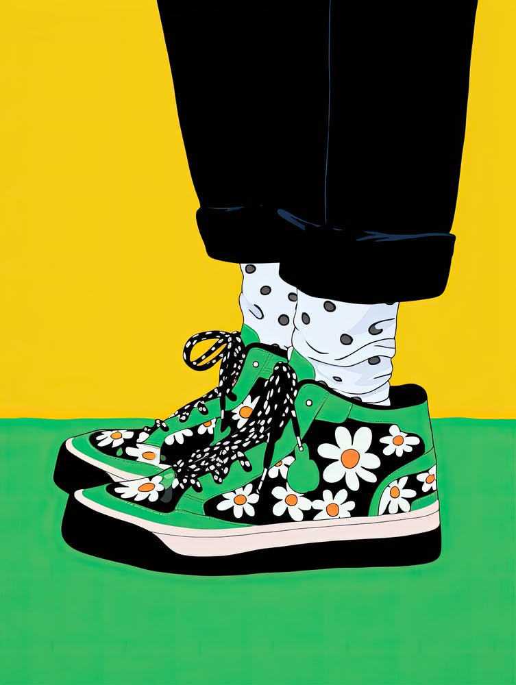 Step with Style: Women, Sneakers, and Flowers
