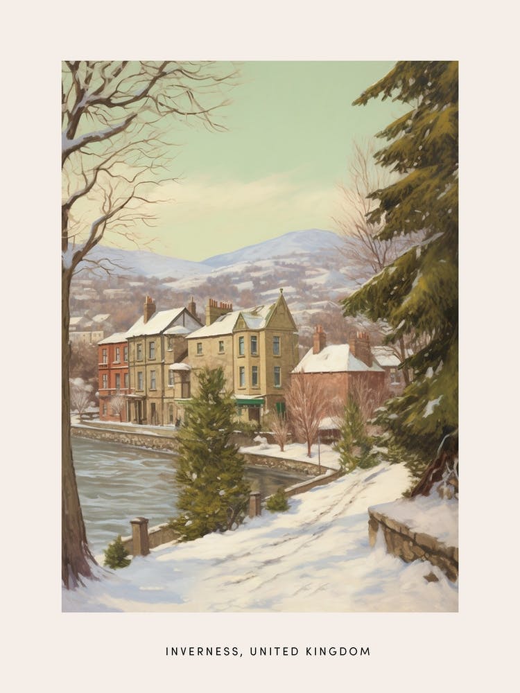 Vintage Winterposter Inverness Vereinigtes Königreich