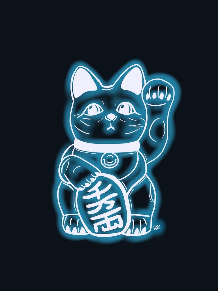 Porcelain Blue Neon Cat