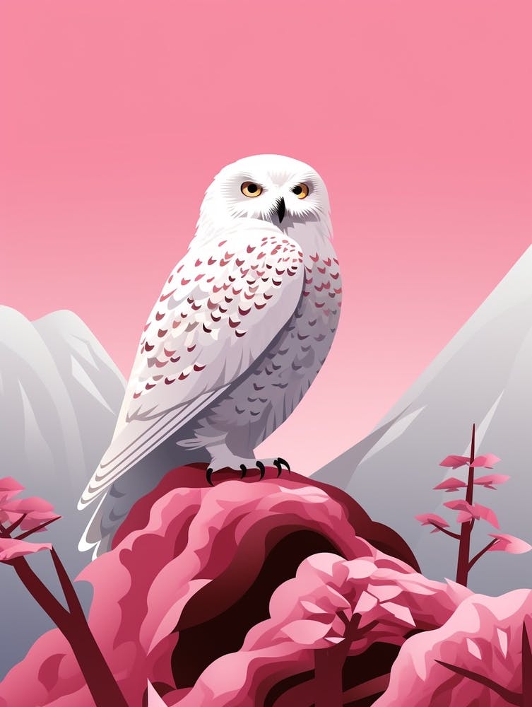 Minimalist Snowy Owl 2 Illustration