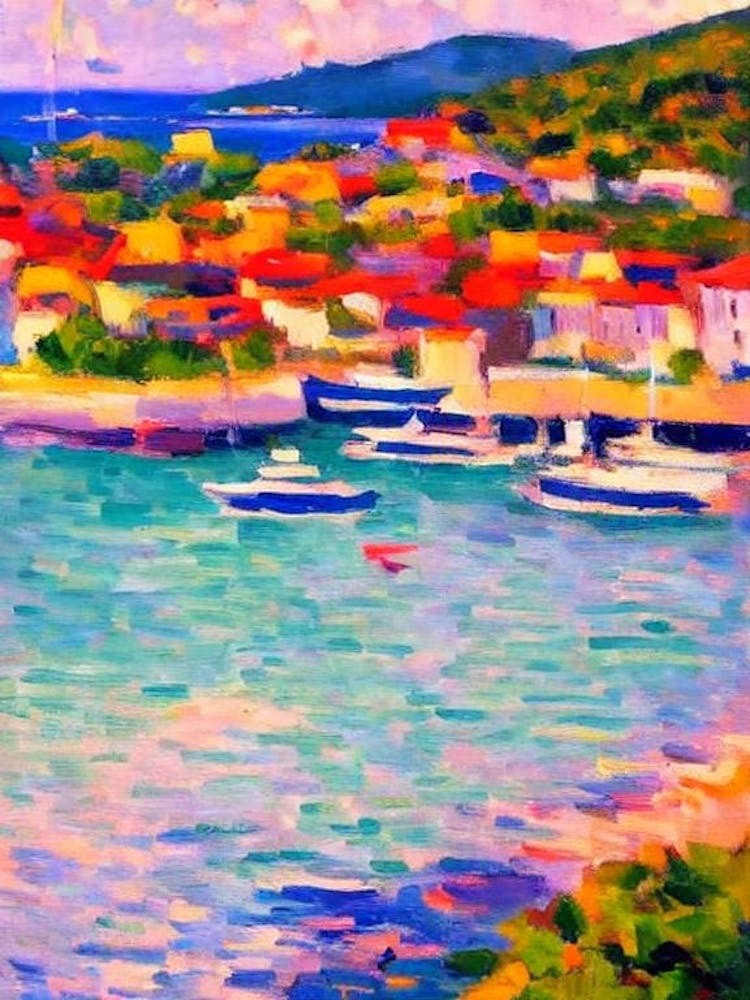 Port Of Charlotte Amalie United States Virgin Islands Brushwork Painting harbour