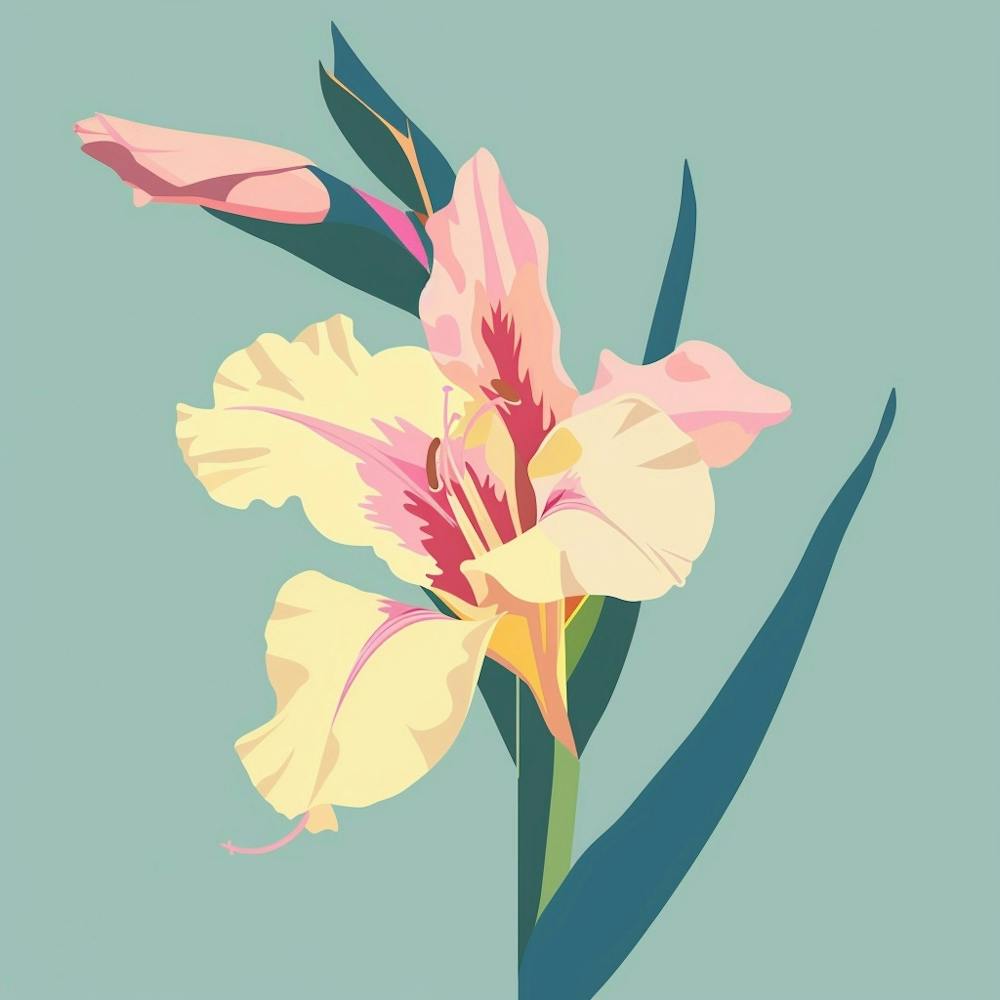 Gladiolen Quadratische Blumenillustration