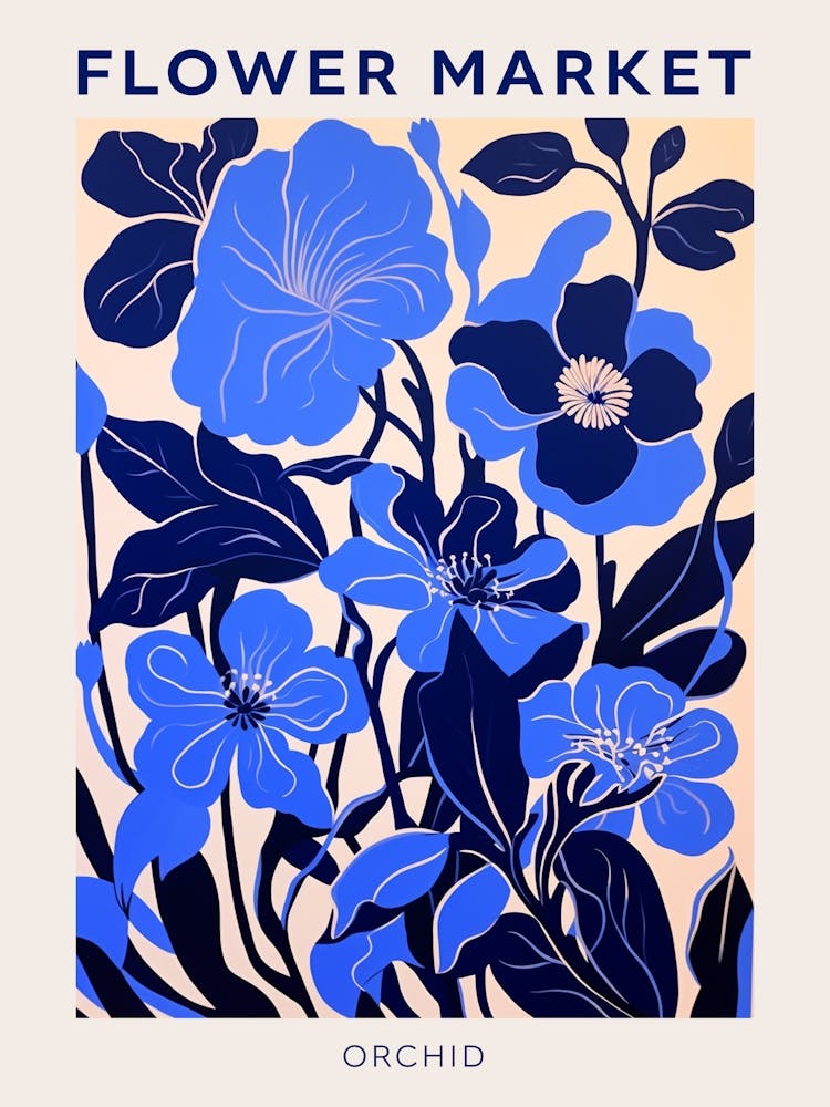 Blue Flower Market Poster Orchid 2