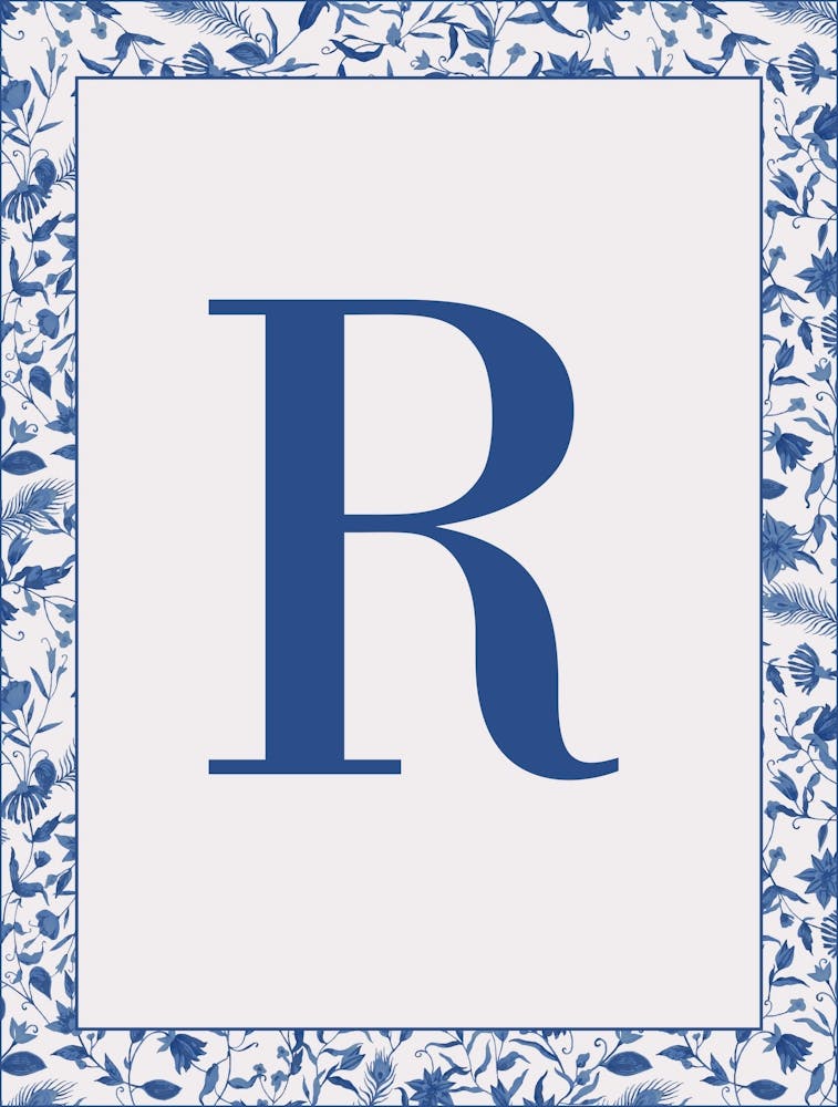 Letter R Monogram Initial Blue