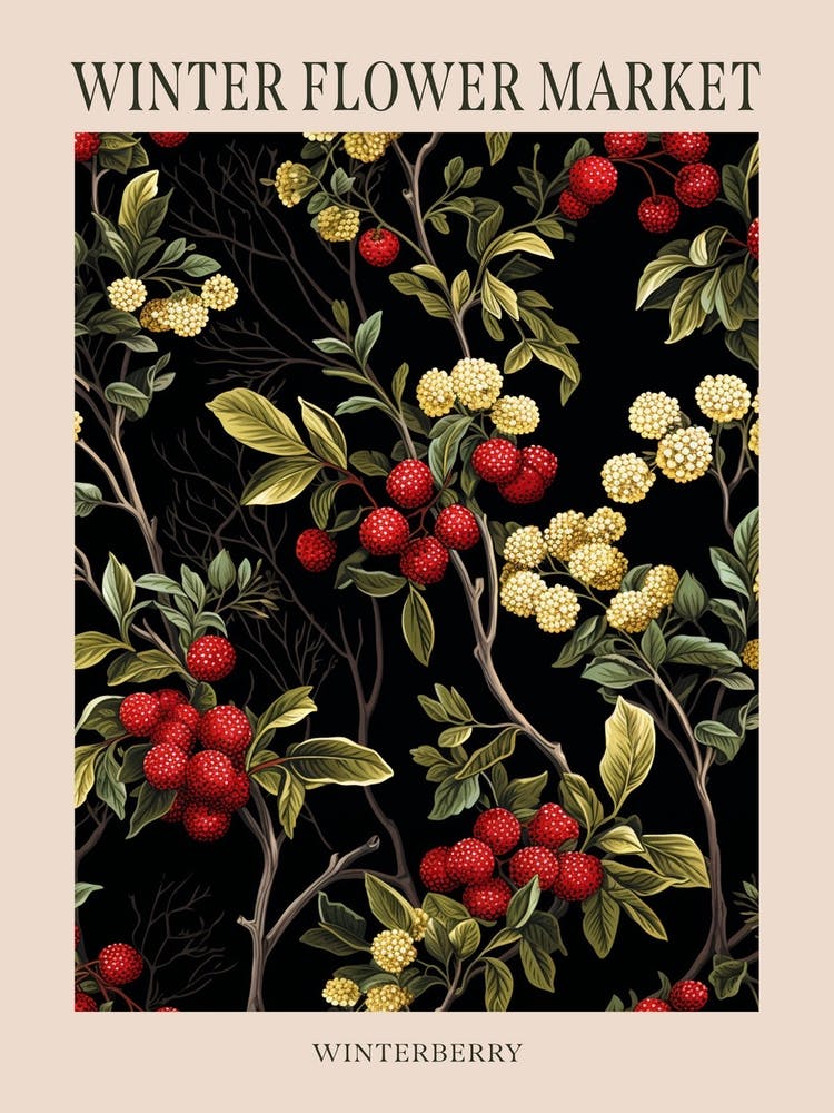 Winterberry 4 Winter Flower Market Poster