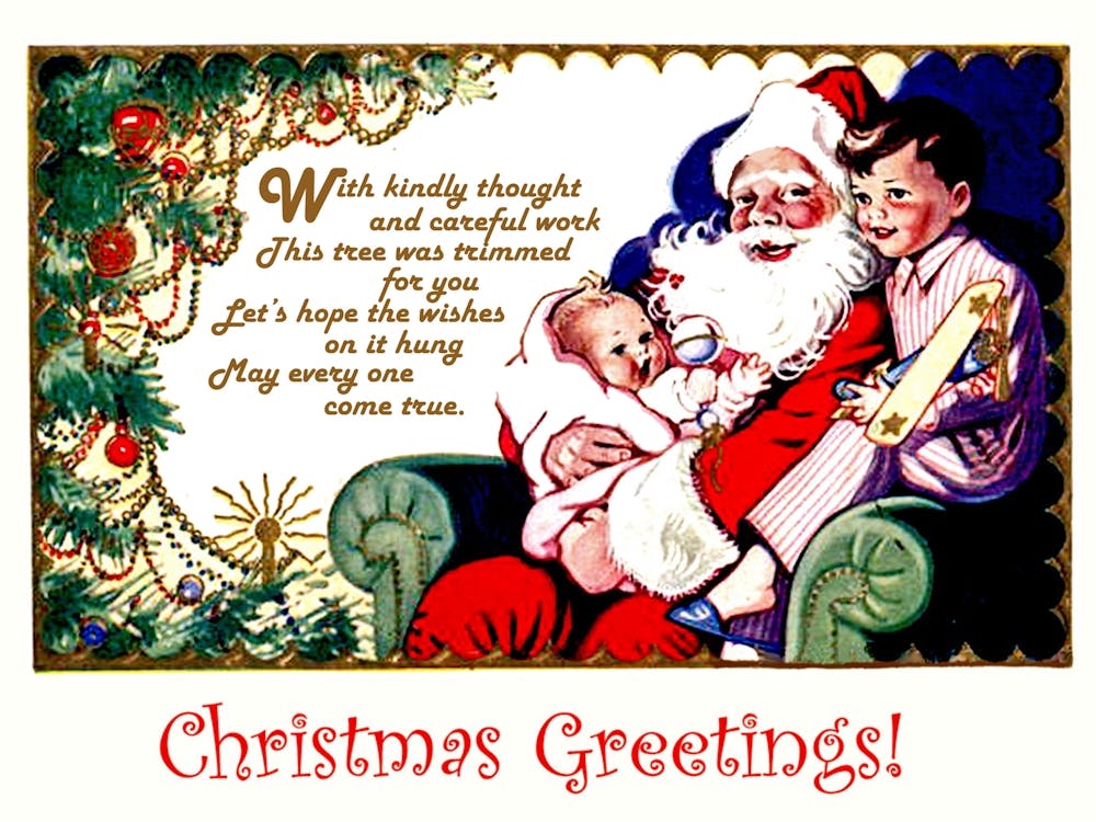 Santa Claus With Kids And Christmas Quotes