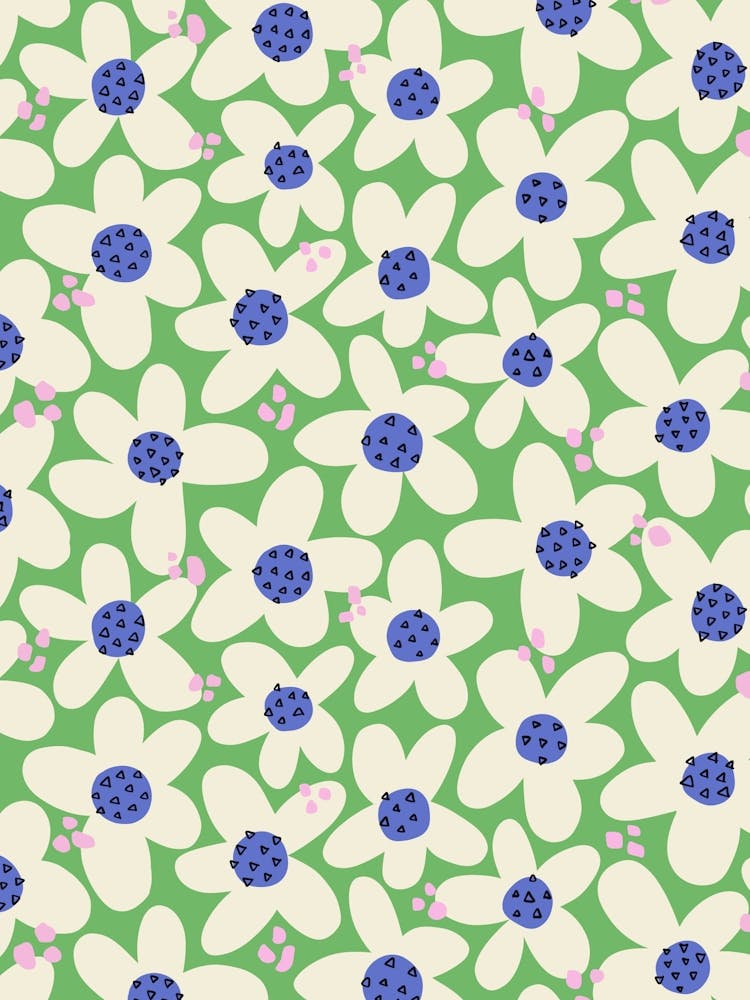 Zeitgenössische weiße Blumen auf hellem Grün