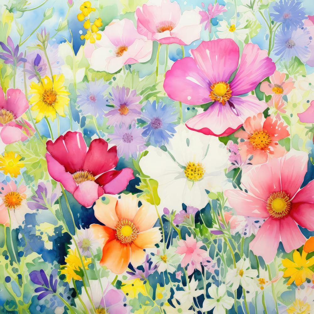 Watercolor Windflowers Garden 5
