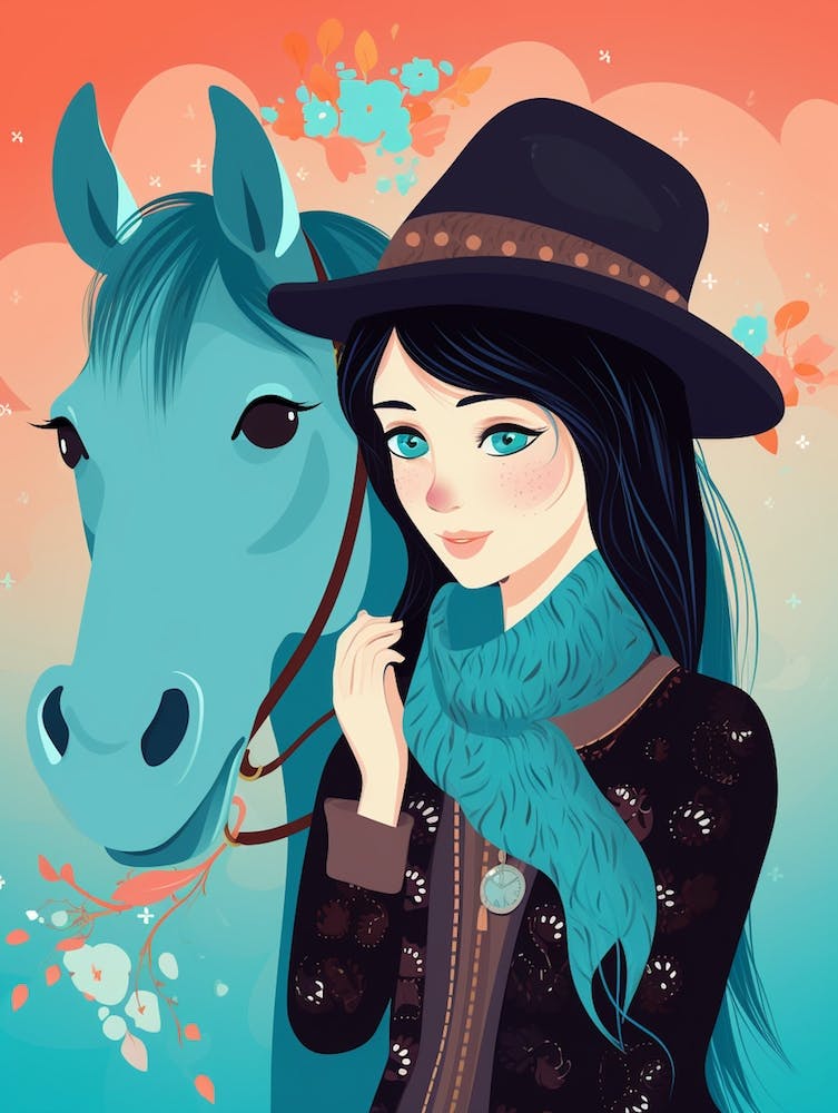 Cute Cowgirl With Horse 2
