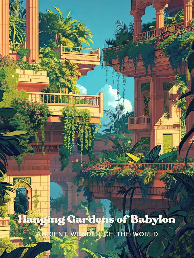 Hanging Gardens Of Babylon Wonders Of The World Art Illustration