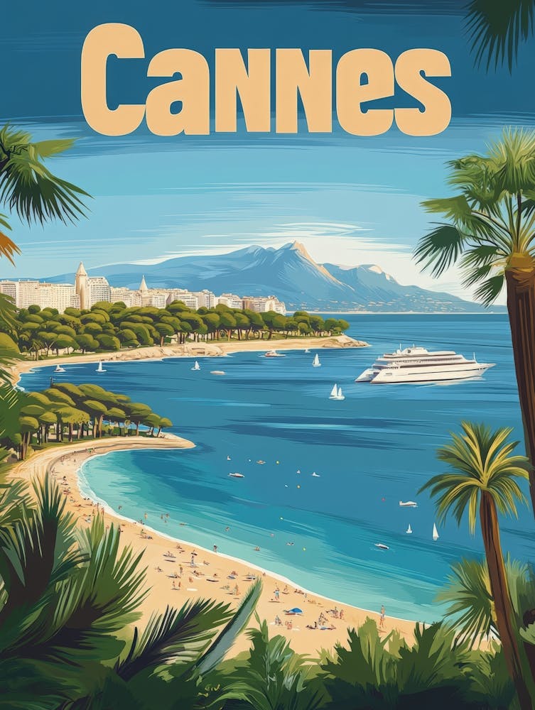 Aihrgdesign A Retro Travel Poster For Cannes Featuring The Sc 64b91f0b 8a9d 443a B17f 8bf308e695a6 0