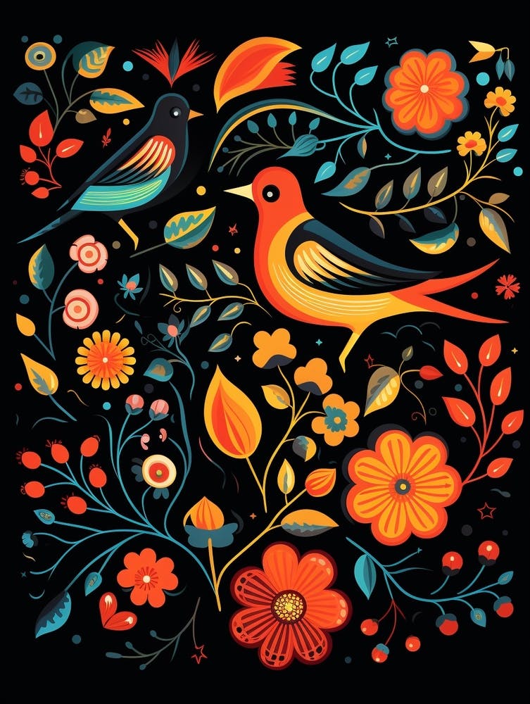 Folk Bird Illustration Swallow 1