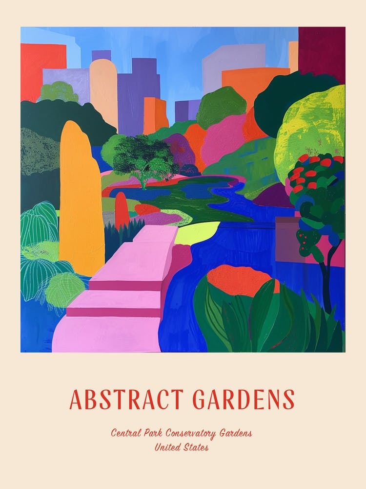 Colourful Gardens Central Park Conservatory Gardens Usa 2 Red Poster