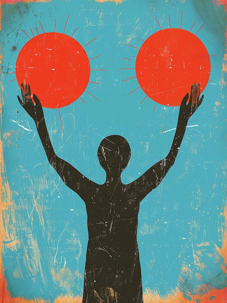 Two People Holding Up Red Balls