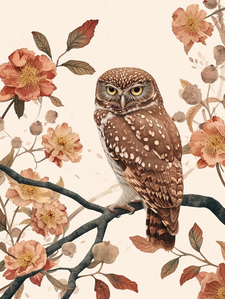 Brown Fish Owl Japanese Painting 3