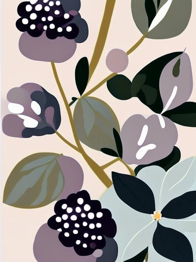 Blackberry Blossom Wildflower Modern Muted Colours 2