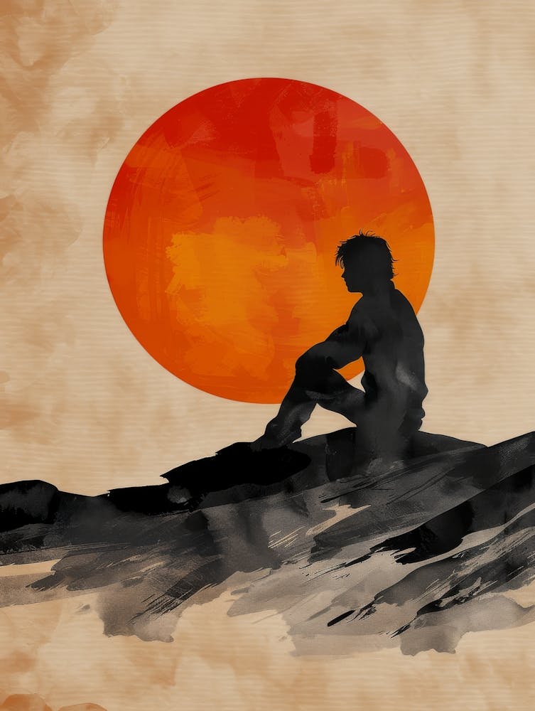 Man Sitting On A Rock