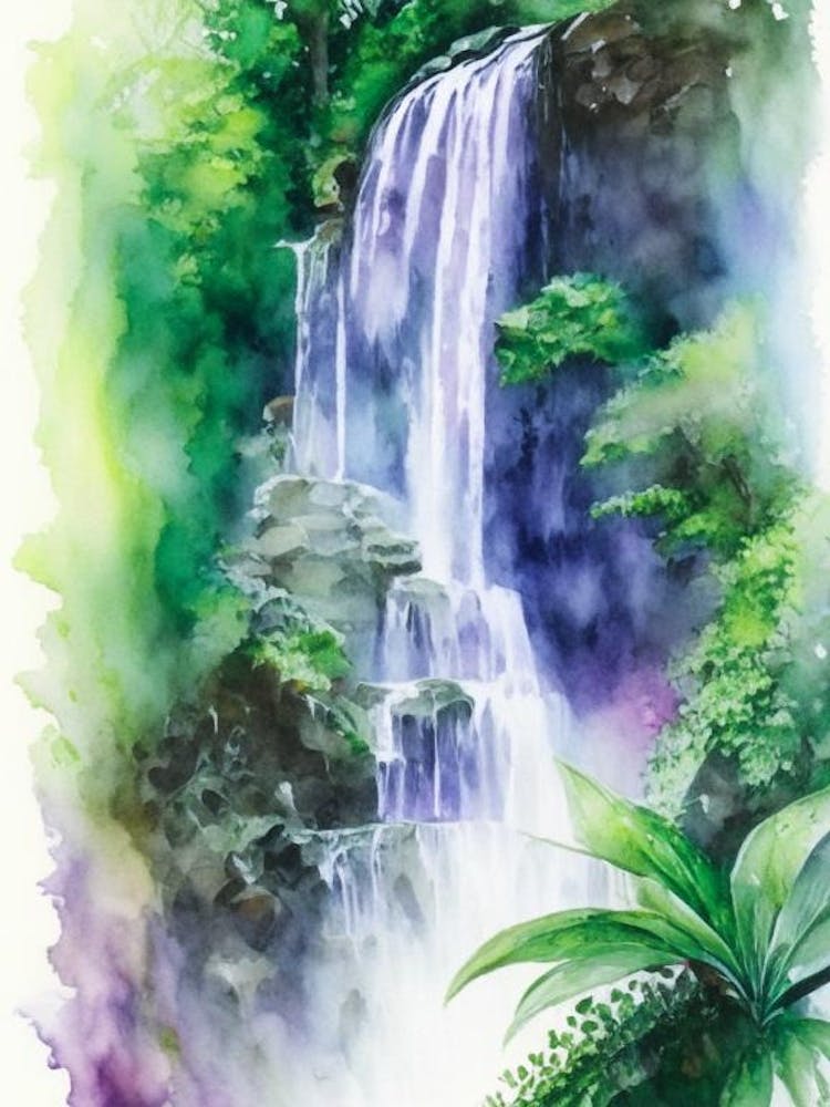 Nauyaca Waterfalls, Costa Rica Water Colour  (3)