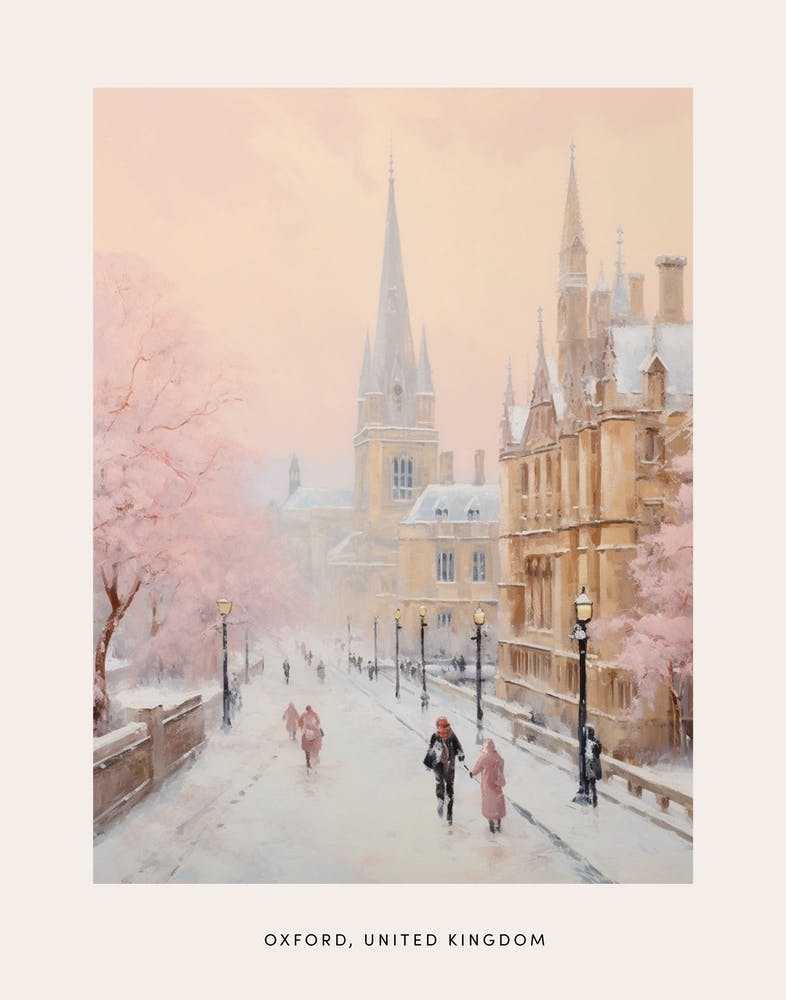 Dreamy Winter Painting Poster Oxford United Kingdom 2