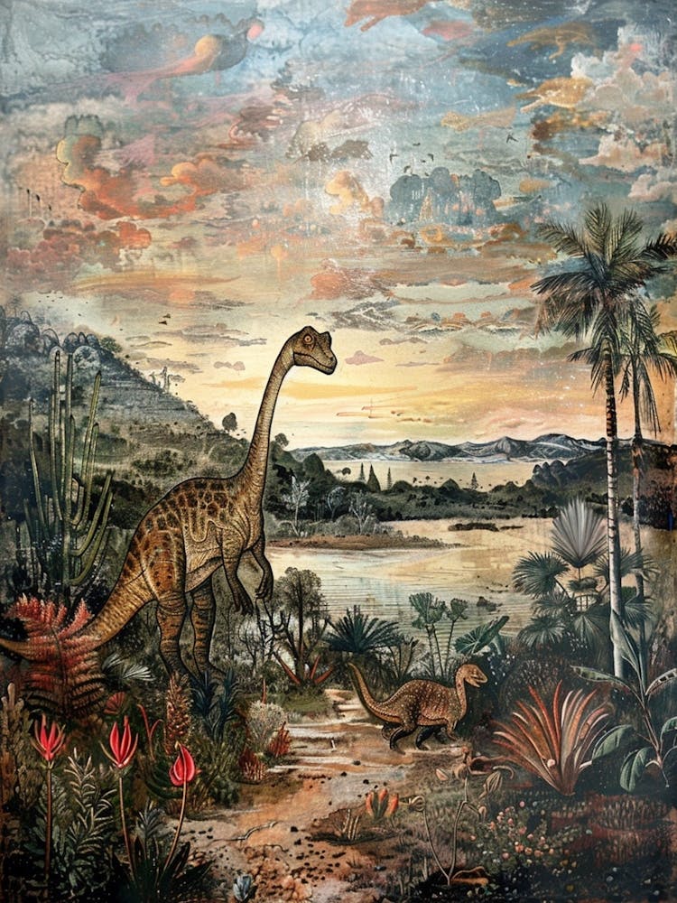 Dinosaur By The Sea Painting 4
