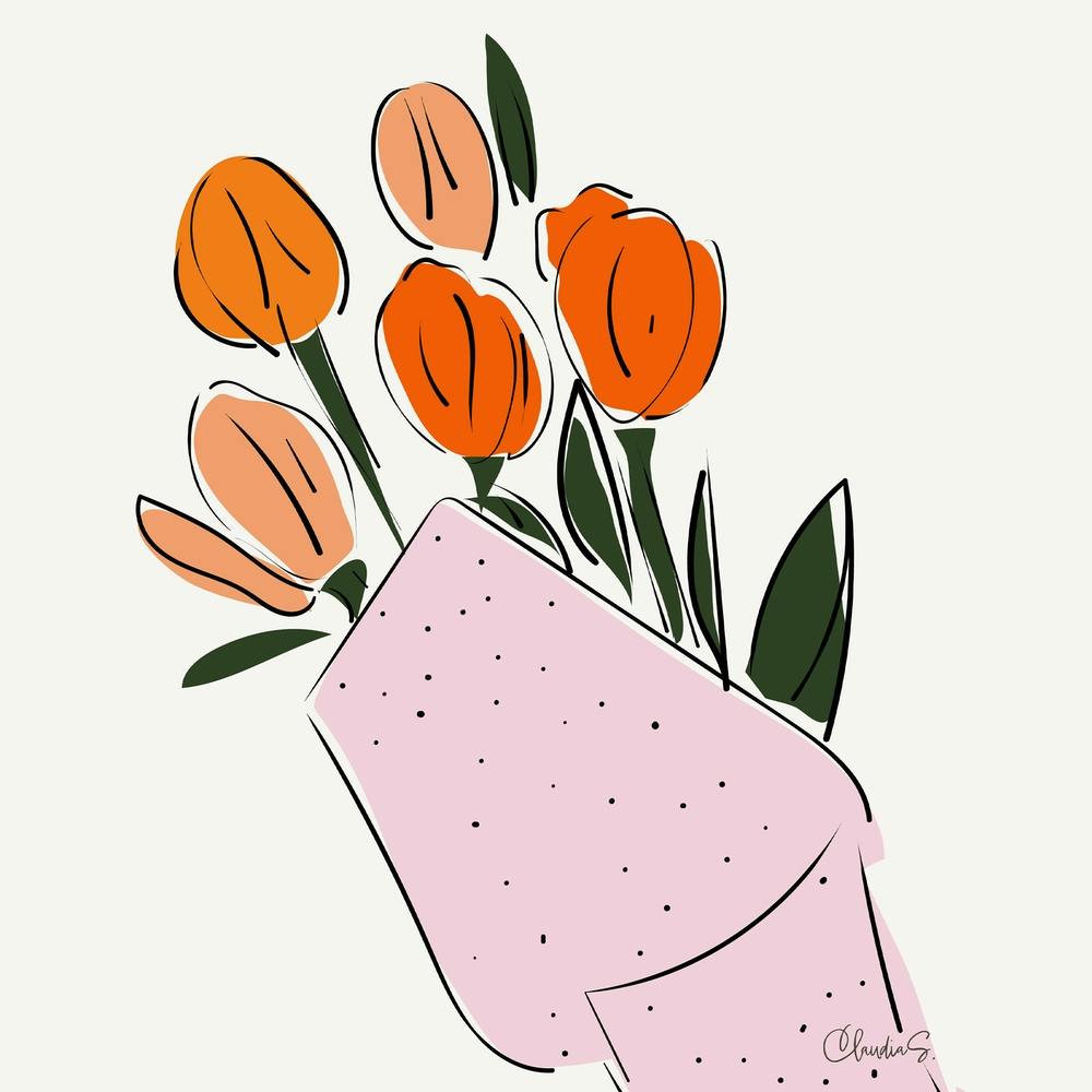 Tulpenstrauß Cremefarbener Hintergrund