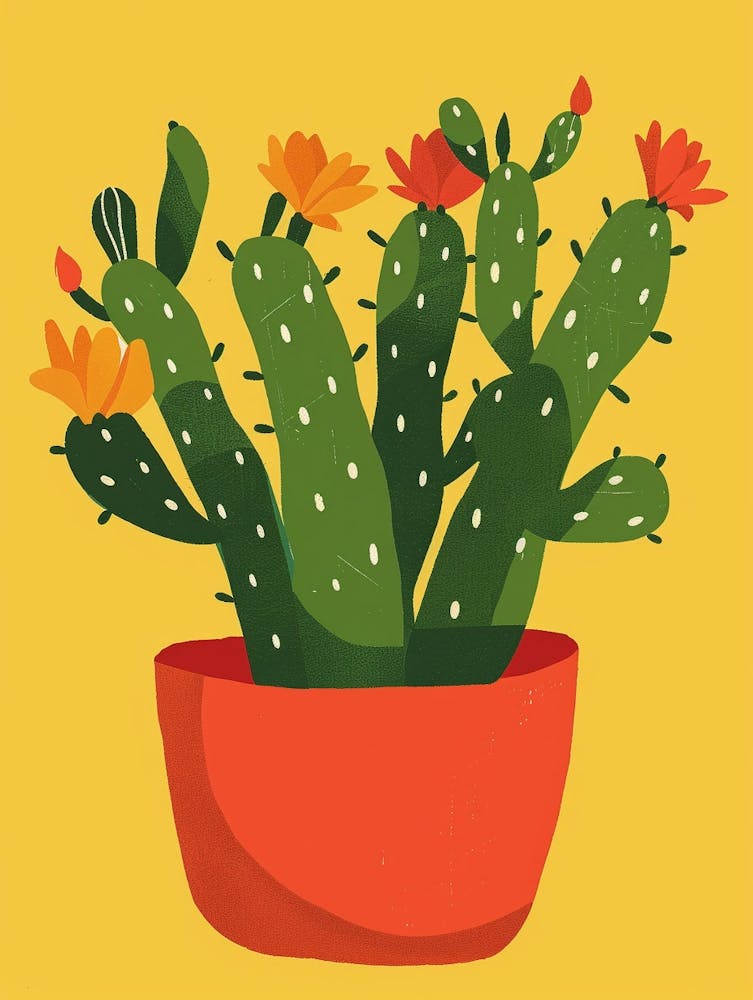 Christmas Cactus Plant Minimalist Illustration 11