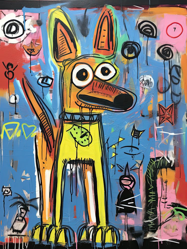 Basquiat's styled Graffiti Hounds: Urban Art in Dog Tones