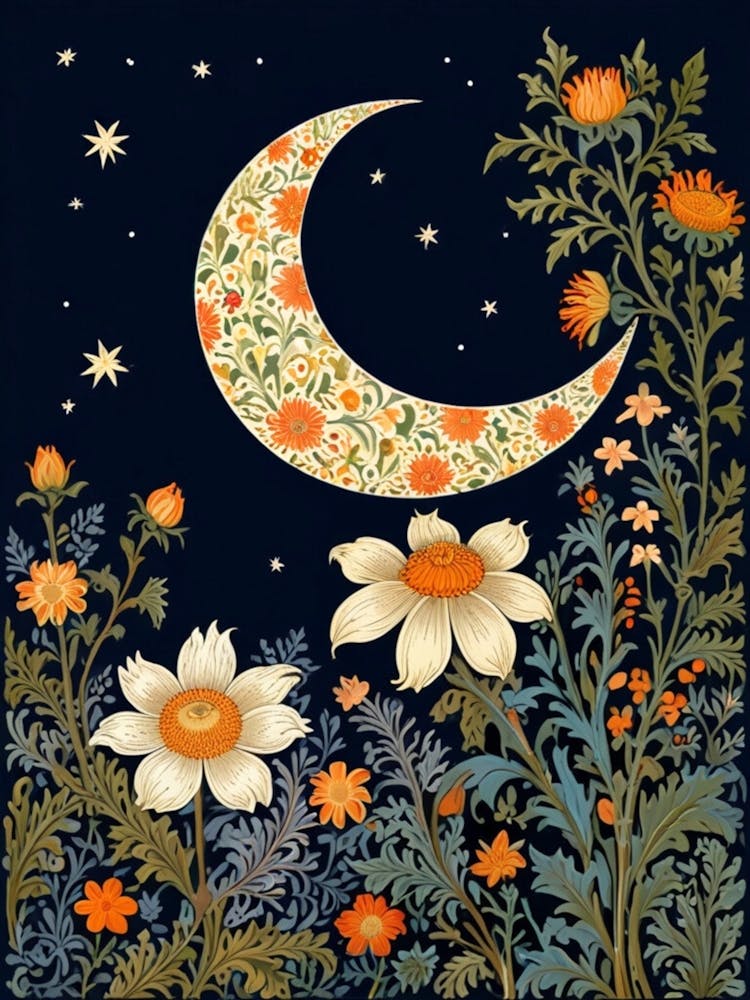 William Morris Moon And Flowers 63