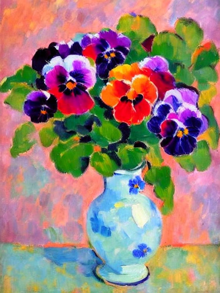 Pansy Floral Abstract Block Colour 2 2 Flower