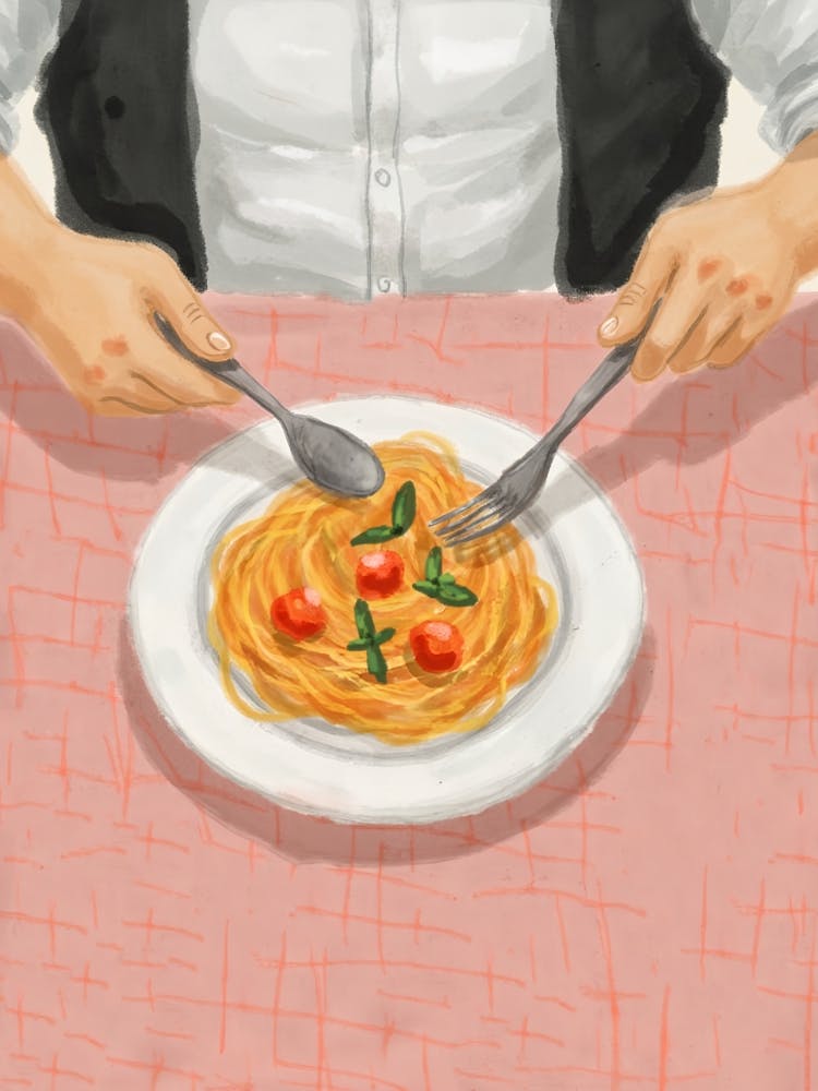 Man Eating Spaghetti