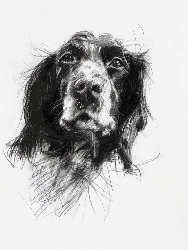 English Springer Spaniel Dog Charcoal Line 1