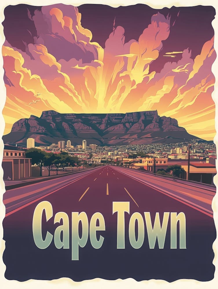 Aihrgdesign A Vintage Travel Poster Of Cape Town Featuring Th Cde277db 8e91 405d A7ed 4bd3e349b374 1