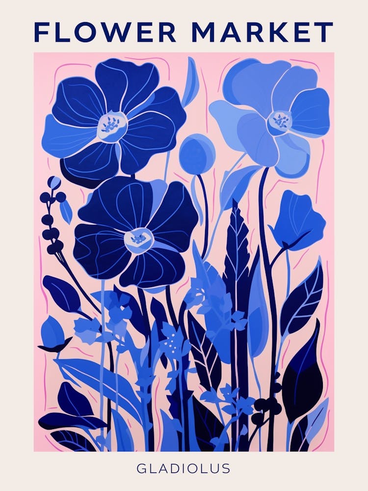 Blue Flower Market Poster Gladiolus 2