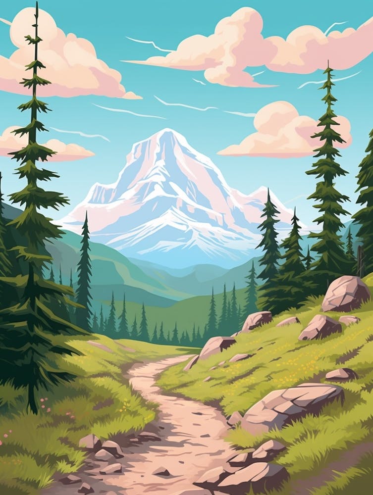 Mount Robson Provincial Park Canada 1 Hike Illustration
