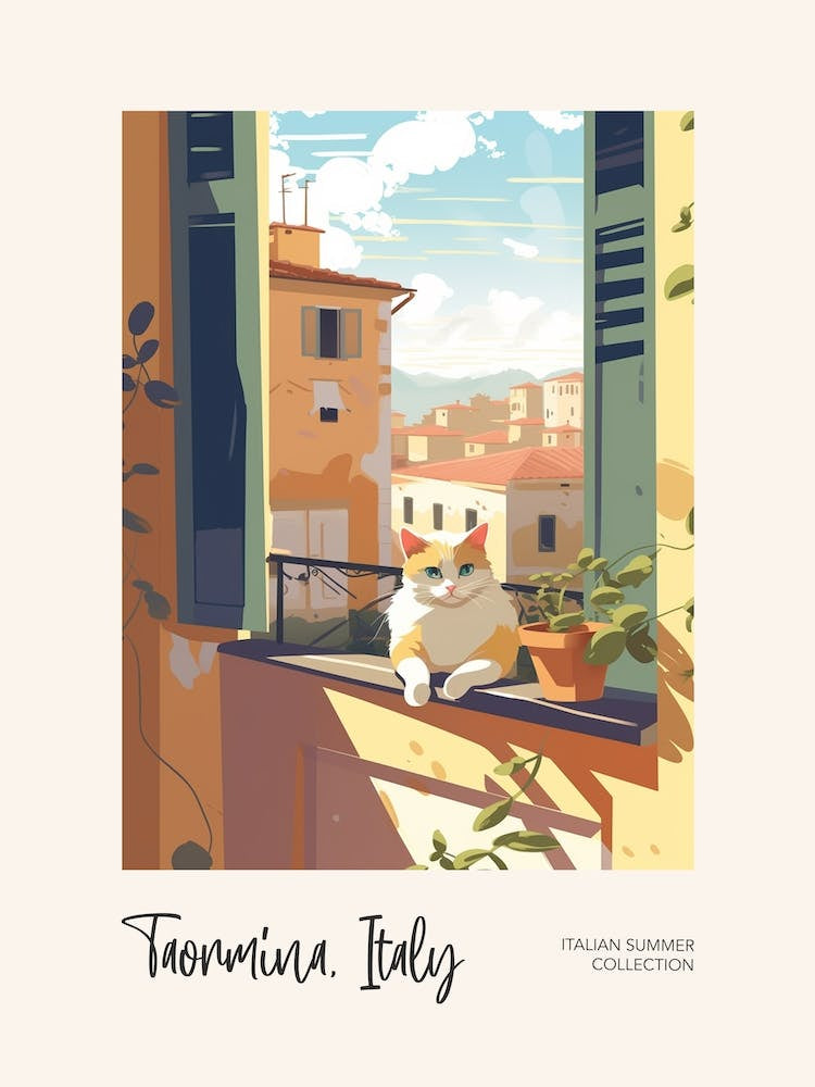 Taormina Cat On A Window 3 Italian Summer Collection