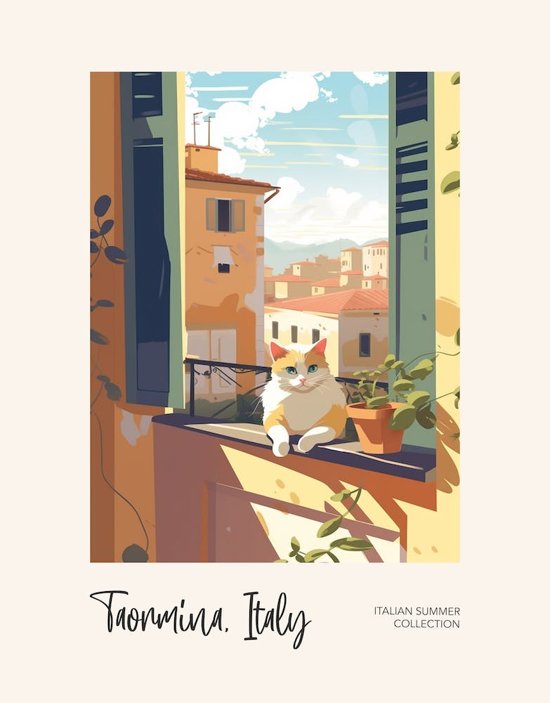 Taormina Cat On A Window 3 Italian Summer Collection
