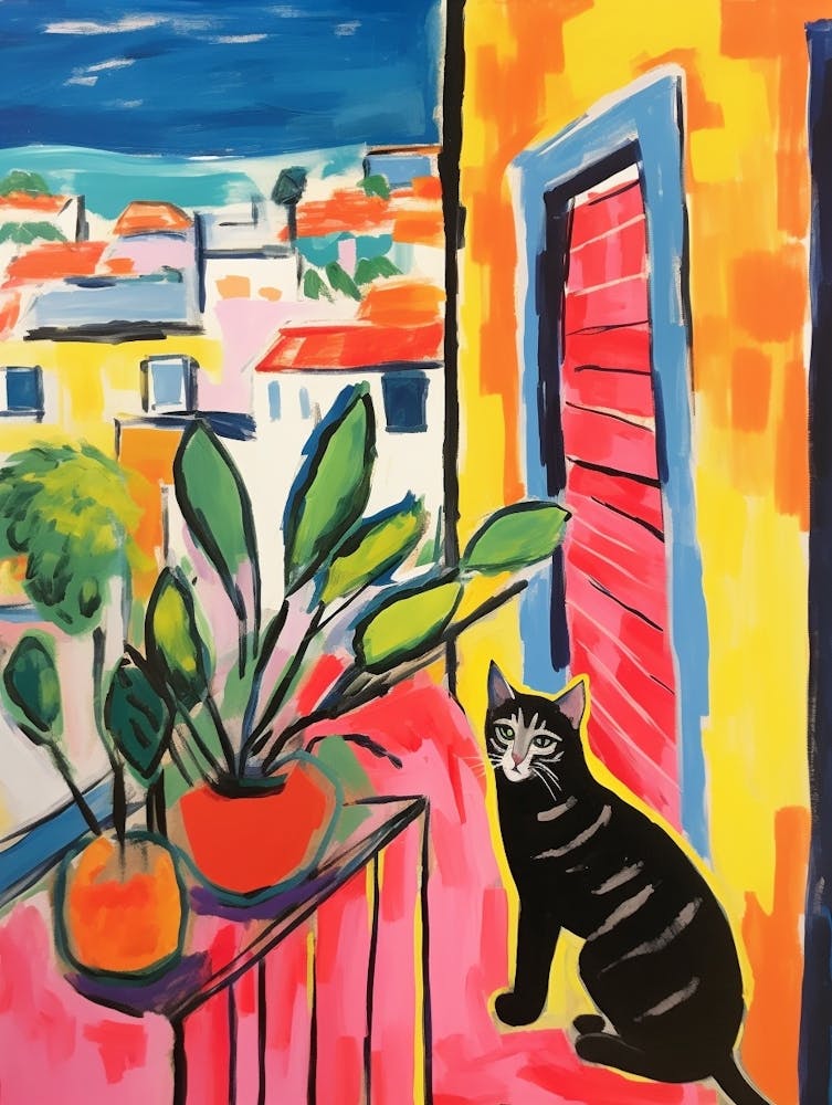 Painting Of A Cat In Naples Italy 2