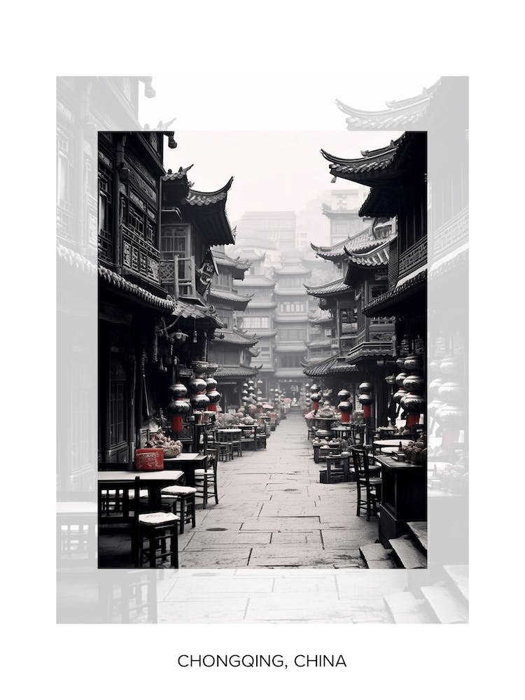 Affiche de Chongqing, Chine, Ancienne Photo Noir et Blanc 3