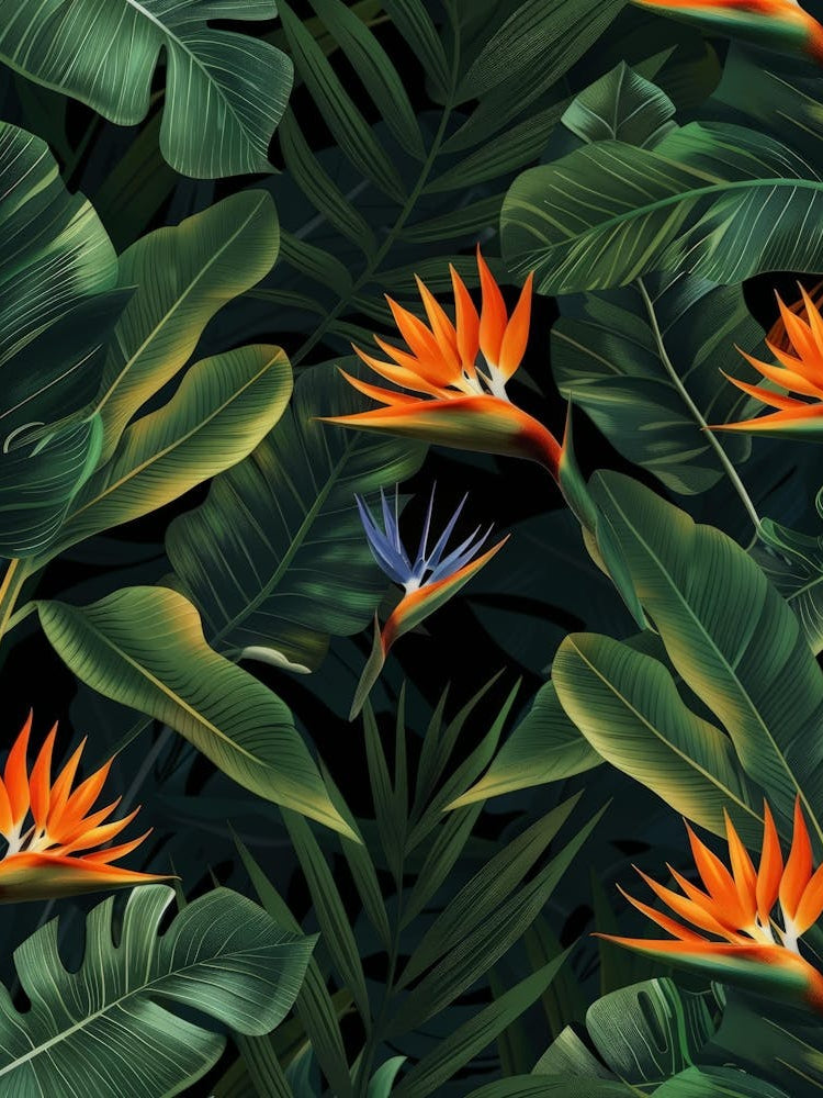 Bird Of Paradise Seamless Pattern 13
