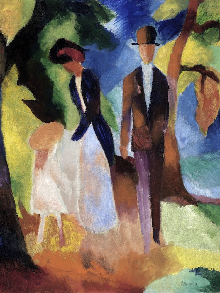 August Macke S People By A Blue Lake (1913) Famous Painting