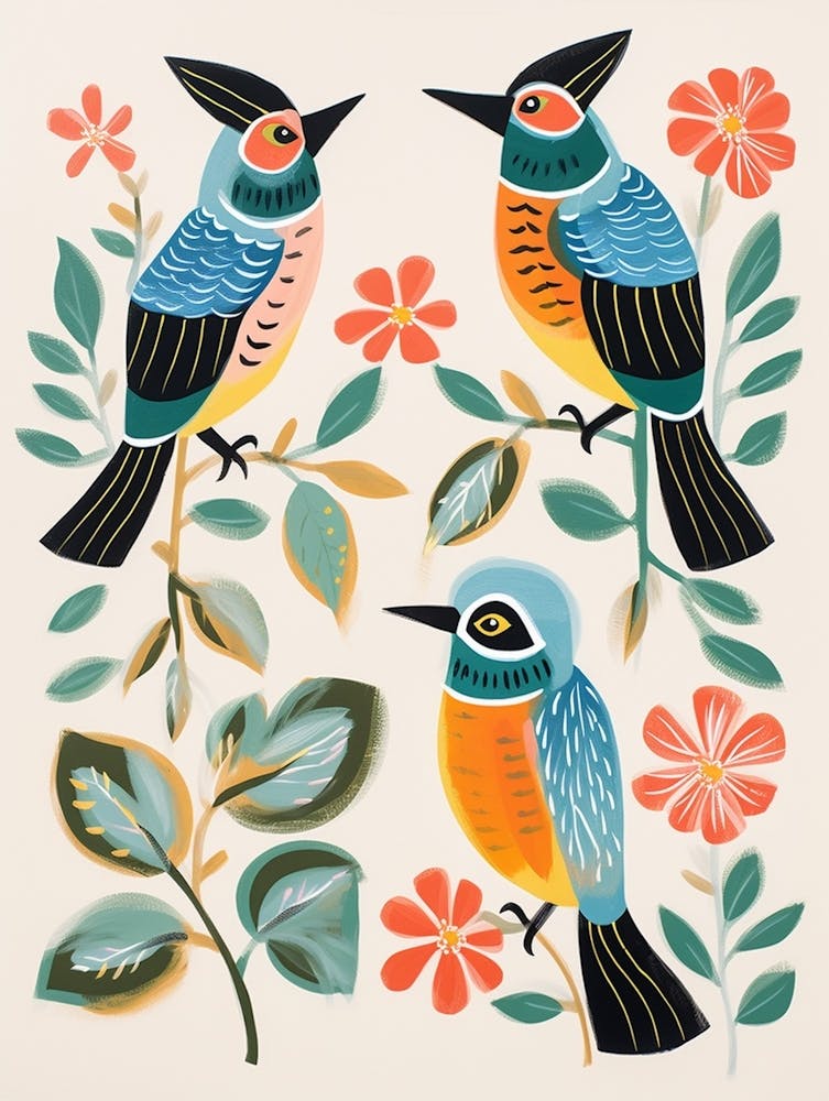 Folk Style Bird Painting Kingfisher 2