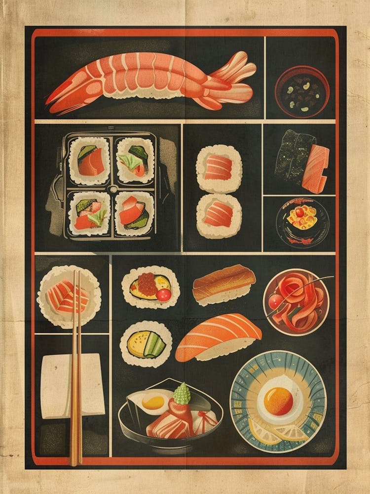 Japanese Food Platter Mid Century Modern