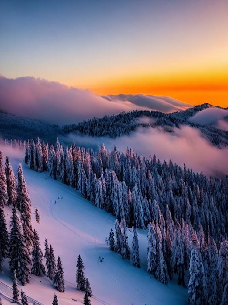 Gudauri, Georgia Sunrise Skiing Poster