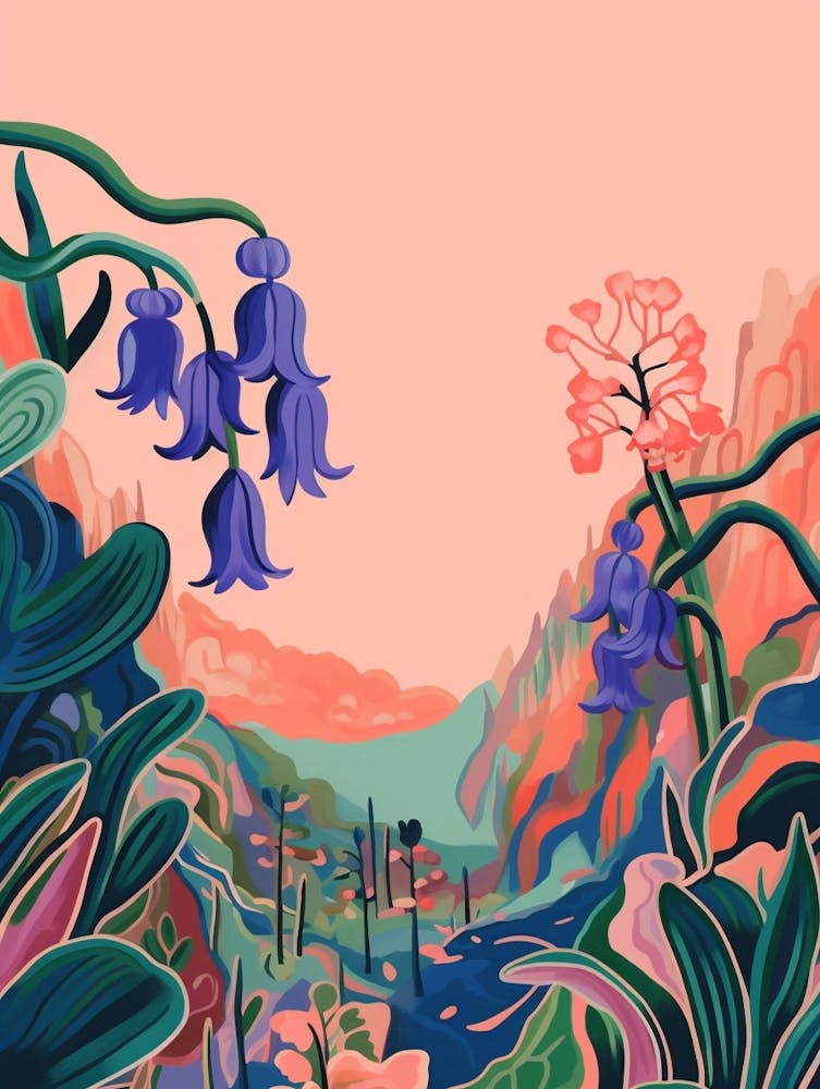 Boho Wildflower Painting Virginia Bluebells 2